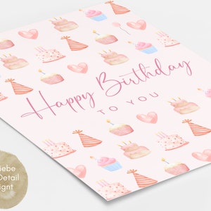 Geburtstagskarte mit süßen Torten, Happy Birthday beste Freundin, Geburtstagskarte für Frauen, Geburtstagskarte in rosa, Postkarte DINA6 Bild 9