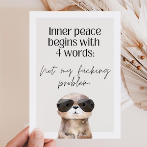 Carte postale de paix intérieure - Carte de dicton drôle avec loutre, encouragement, carte de consolation, encouragement, vous pouvez le faire, encouragement, encouragement