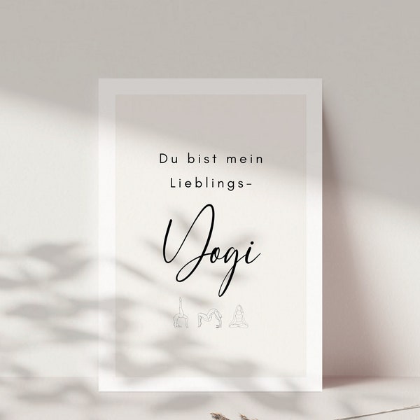 Yoga Postkarte "Du bist mein Lieblings Yogi", Yoga Geschenk, Yoga Geburtstagskarte, Yoga Geschenke - inkl. Briefumschlag nach Wunsch