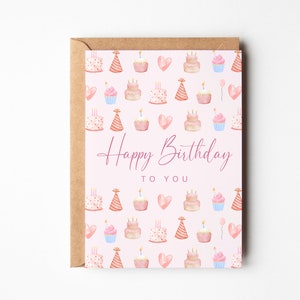 Geburtstagskarte mit süßen Torten, Happy Birthday beste Freundin, Geburtstagskarte für Frauen, Geburtstagskarte in rosa, Postkarte DINA6 Bild 6
