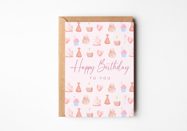 Geburtstagskarte mit süßen Torten, Happy Birthday beste Freundin, Geburtstagskarte für Frauen, Geburtstagskarte in rosa, Postkarte DINA6 Bild 6