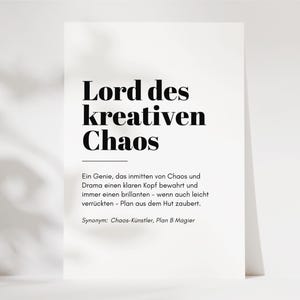 Carte amusante avec inscription, cadeau collègue patron, cadeaux amusants, carte d'anniversaire amusante avec inscription « Seigneur du chaos créatif »