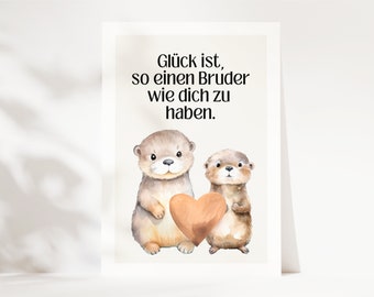Tarjeta de nutria linda para regalar a tu hermano, mejor hermano, cumpleaños de hermano, tarjeta de cumpleaños de hermano, regalo de cumpleaños de hermano