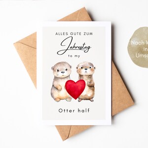 Anniversary gift otter, gift anniversary, husband wife anniversary gift, anniversary gift for him, otter postcard A6 -loulala® image 4