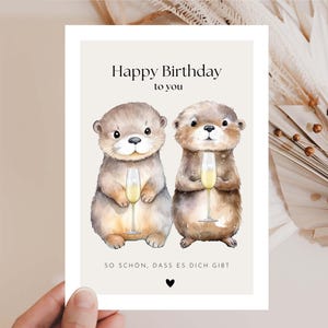 Carte d'anniversaire de loutre, carte d'anniversaire, joyeux anniversaire, carte d'anniversaire pour petite amie, cadeau d'anniversaire, carte d'anniversaire pour collègue