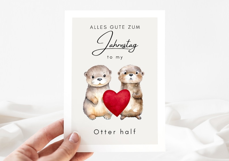 Anniversary gift otter, gift anniversary, husband wife anniversary gift, anniversary gift for him, otter postcard A6 -loulala® image 7