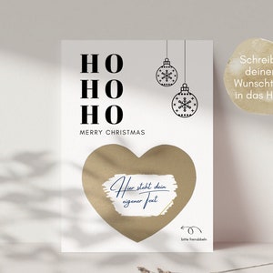 loulala® cartes à gratter pour Noël, bon personnalisé comme carte à gratter pour Noël, carte de Noël
