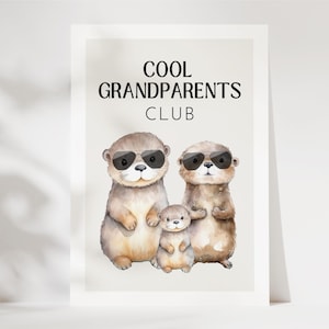 Tarjeta de felicitación para abuelos Cool Grandparents Club con lindas nutrias, regalo para abuelos, regalo para abuela, regalo para abuelo, vas a ser abuela, vas a ser abuelo
