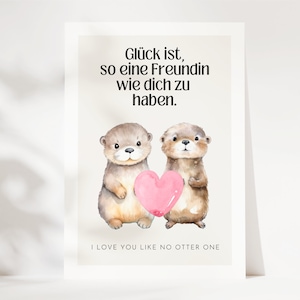 Süße Otter Beste Freundin Karte mit Spruch, Otter Geschenk beste Freundin, Beste Freundin Geschenk, Karte beste Freundin Geburtstagsgeschenk