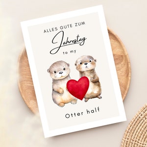 Anniversary gift otter, gift anniversary, husband wife anniversary gift, anniversary gift for him, otter postcard A6 -loulala® image 5