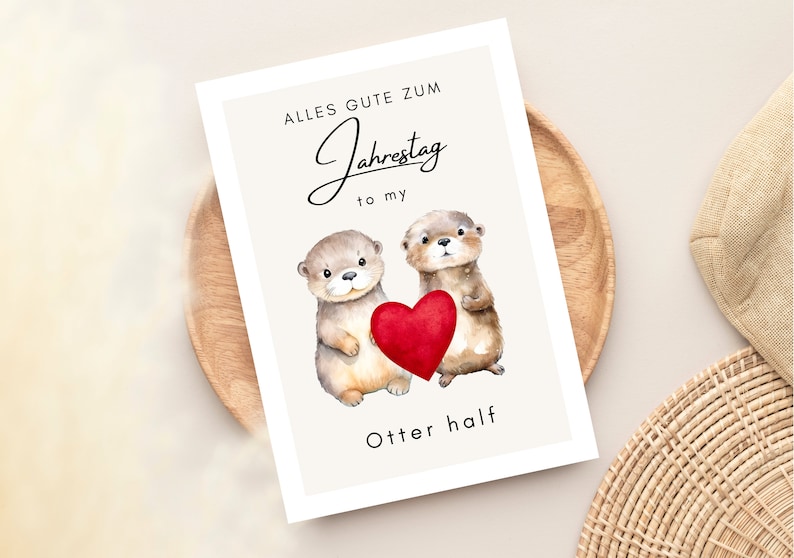 Anniversary gift otter, gift anniversary, husband wife anniversary gift, anniversary gift for him, otter postcard A6 -loulala® image 5
