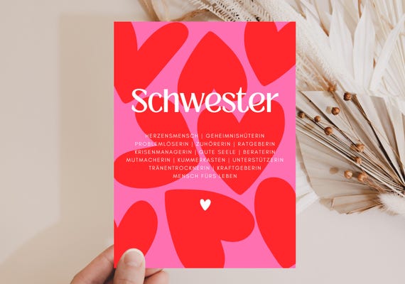 Schwester Geschenk Karte, Geburtstagskarte Schwester, Karte für Schwester, Sister Geschenk, Beste Schwester Geschenk, Schwester Spruch Karte