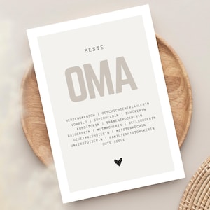 Beste Oma Geschenk Grußkarte A6 – Geschenk für Oma, Oma Geburtstag, Oma Geschenk, Beste Oma Karte, Oma Weihnachtsgeschenk, Oma Synonymkarte