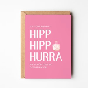 Geburtstagskarte "Hipp Hipp Hurra" für Herzensmenschen, Happy Birthday beste Freundin, Geburtstagskarte für Frauen, Postkarte DINA6