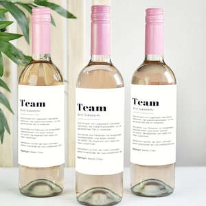 Team gift, bottle label with synonym "Team" as the perfect gift for your team | self-adhesive, portrait format 12 x 9 cm (Team)