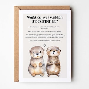 Postkarte Danke sagen, Geschenk beste Freundin, Lieblingsmenschen, Herzensmenschen danke sagen, Freundschaftskarte süße Otter Karte DIN A6