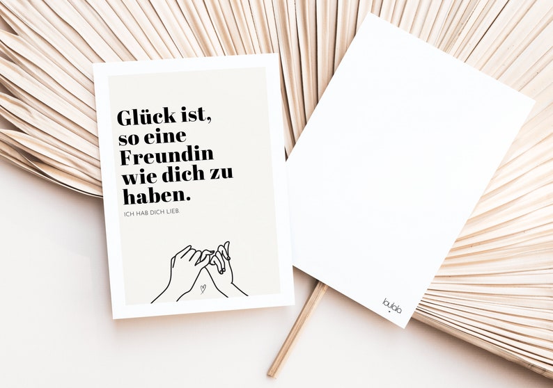 Postkarte BESTE FREUNDIN inkl. Kuvert nach Wunsch, Beste Freundin Geschenk, DINA6 Karte Glück ist so eine Freundin wie dich zu haben Bild 6