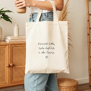 loulala® Jutebeutel mit Spruch „Gefühle in der Tasche“ Stofftasche für Frauen, Geschenkidee für Freundin Schwester Kollegin, Selbstliebe