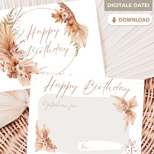 loulala® Gutschein-Vorlage, Gutschein zum Ausdrucken zum Geburtstag - Last Minute Geschenk Geburtstag, Gutschein ausdruckbar als PDF (Boho)