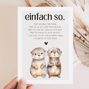 Hej.Otti® Postkarte "einfach so", Geschenk für Freundin, Geschenk für den Lieblingsmenschen, danke sagen, Otter Geschenk, Beste Freundin