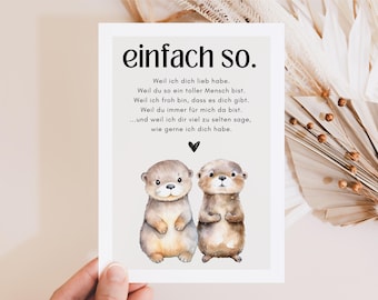 Hej.Otti® ansichtkaart "zomaar", cadeau voor vriendin, cadeau voor je favoriete persoon, bedankje, ottercadeau, beste vriend