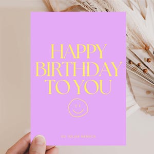 Geburtstagskarte für die beste Freundin Happy Birthday du toller Mensch, Beste Freundin Geschenk, Geburtstagsgeschenk Freundin - DINA6 lila