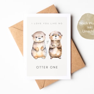 Otter Liebeskarte mit Spruch, Otter Geschenk, Geschenk für Partner Valentinstag Karte, Valentinstag Geschenk, Ich liebe dich Karte Bild 5