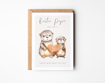 Cute otter best dad card, Father's Day, Dad gift, Dad birthday, Father birthday, Father birthday gift, Dad birthday card