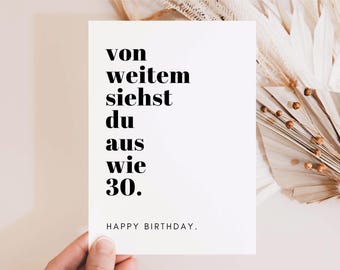 30e verjaardagskaart, wenskaart voor 30, verjaardagscadeau 30, 30e verjaardag vrouw en man, grappige verjaardagskaart voor 30e verjaardag