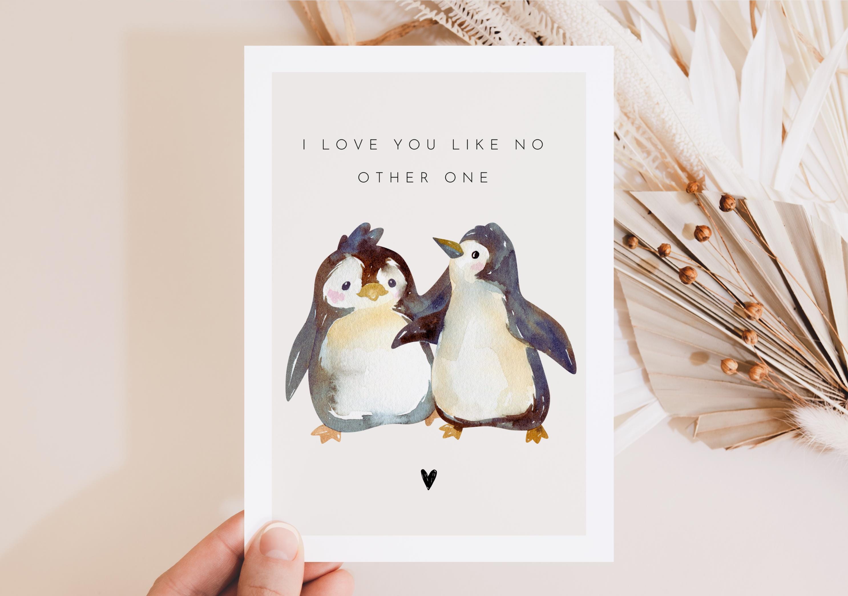 Love Card With Saying Penguin I Love You Like No Other One, Gift