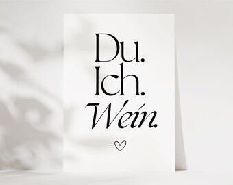 Postcard You I Wine Love, Gift Wine Lover, Card for Him, Gift for Her, Gift Best Friend, Wine Gift