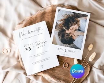 Design your own wedding invitation in Canva, editable wedding save the date template digital download, modern design