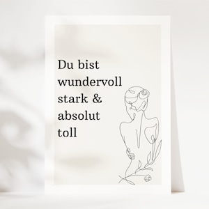 Cartolina d'incoraggiamento "Sei meraviglioso, forte e assolutamente fantastico" cartolina DIN A6, regalo per migliore amico, biglietto di consolazione, incoraggiamento