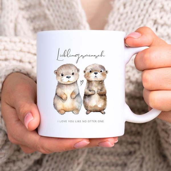 loulala® Lieblingsmensch Geschenk süße Tasse mit Otter Motiv, Geschenk Partner, Geschenk Freund, Geschenk Freundin, Lieblingsmensch Tasse