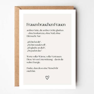 Frauen brauchen Frauen | Empowerment Karte für Herzensfrauen | DINA6 Postkarte inkl. Umschlag nach Wunsch | Female Support & Sisterhood