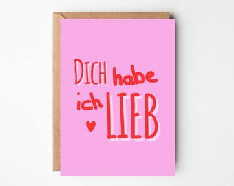 Card I love you, gift best friend, card favorite person heart person, friendship card, card with saying love card pink