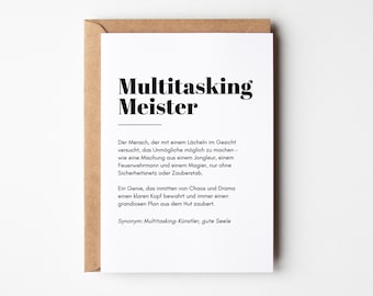 Funny card with saying, gift for colleagues, boss, funny gifts, team gift, office "Multitasking Master" DIN A6