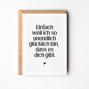 Postkarte weil ich so glücklich bin dass es dich gibt, Geschenk für Freundin, Geschenk für den Lieblingsmenschen, einfach mal danke sagen