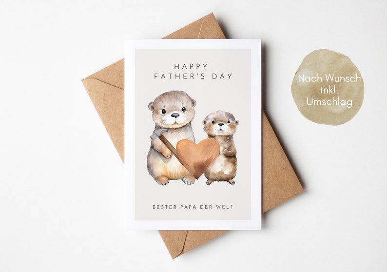 Vatertag Geschenk süße Otter Karte Bester Papa der Welt, Vatertagsgeschenk, Vatertag Karte, Vatertag Geschenkideen, Fathers day gift Bild 4