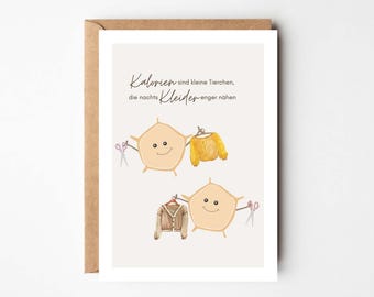Funny card calories, humor card, funny postcard, card for girlfriend, diet saying, calorie saying card, card diet, card humor
