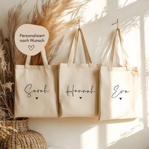 Personalisierte Jutetasche mit Namen, Stoffbeutel, JGA, Geschenk beste Freundin, personalisiertes Geschenk mit Name,  Beutel Tasche -loulala