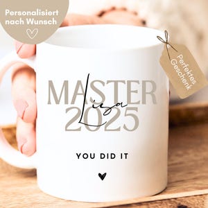 Master 2025 Geschenk Tasse personalisiert, Master bestanden, Master Geschenk, Master Prüfung bestanden Geschenk Tasse, Master Abschluss