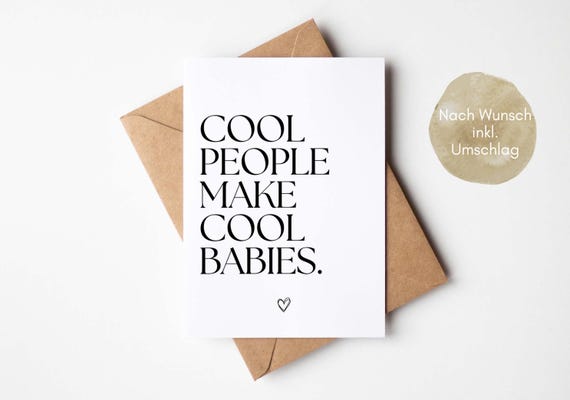 Karte zur Geburt Cool People male cool Babies, Eltern Geschenk, Geschenk zur Geburt, Glückwunschkarte Baby, Alles Gute zur Geburt