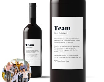 Geschenk für Teams, Aufkleber für Flaschen mit dem Synonym "Team", Kollegen Abschied, Abschiedsgeschenk Kollegen, Team danke sagen - 12x9 cm