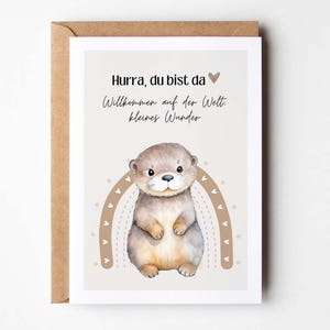 Felicitaciones por el nacimiento, tarjeta para el nacimiento, regalo para el nacimiento, regalo para bebé, felicitaciones por el nacimiento linda tarjeta de nutria - Hej.Otti®