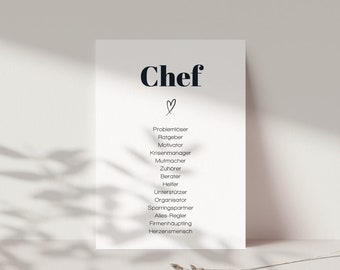 Karte für Chef, Synonymkarte Chef, Geschenk für Chef zum Geburtstag, der Chef danke sagen, Chef Abschied - DIN A6 Postkarte