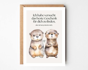 Funny birthday card as a birthday present, Happy Birthday card, funny birthday card I am present enough for you Hej.Otti®