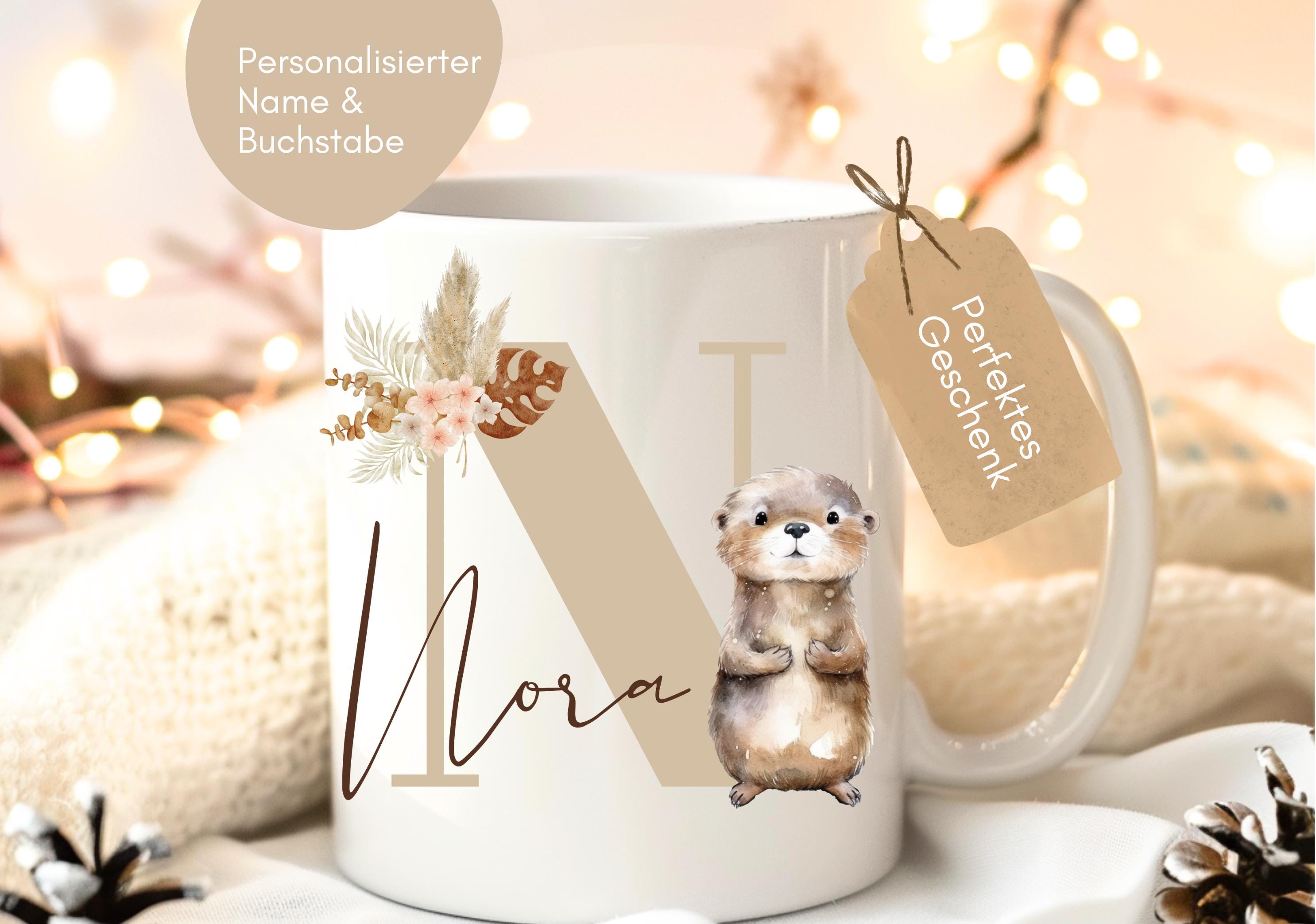 Loulala® Mug Personalized Name Letter, Coffee Cup, Coffee
