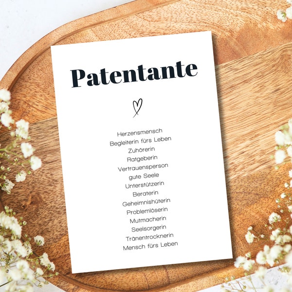 Patentante Postkarte zum Geburtstag, Pantentante fragen - möchtest du Patentante werden?, Geschenk für die Patentante