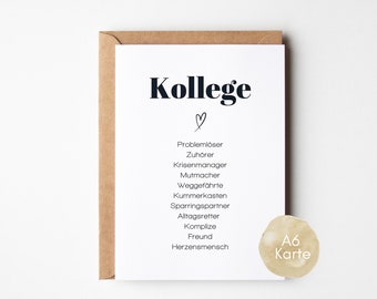 Geschenk Kollege, Synonymkarte Kollege, Geschenk für Kollege zum Geburtstag, Kollege Abschied, nach Wunsch inkl. Kuvert